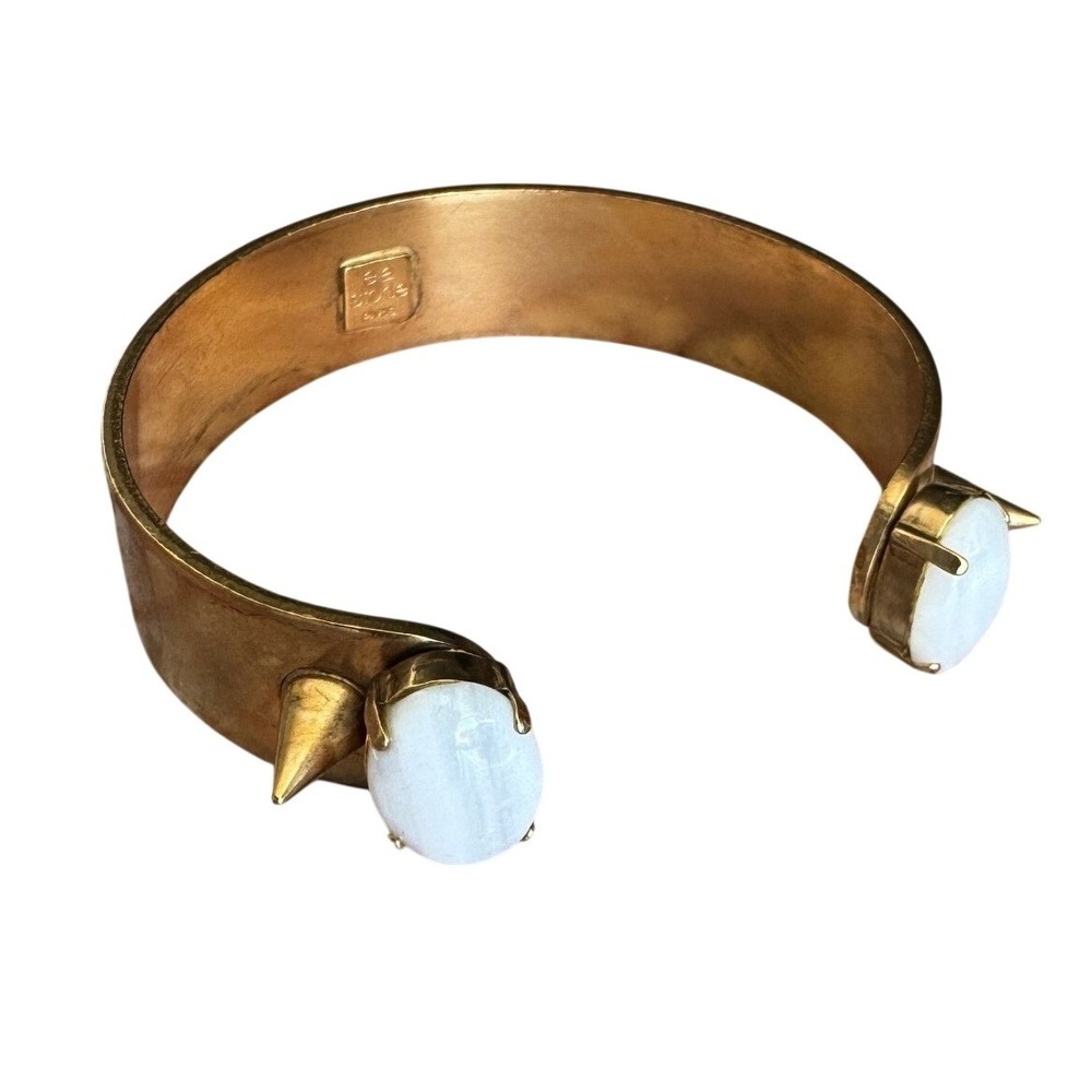 Ela Stone Paris Cuff Bracelet Women Gold Spike White Stone Designer OS